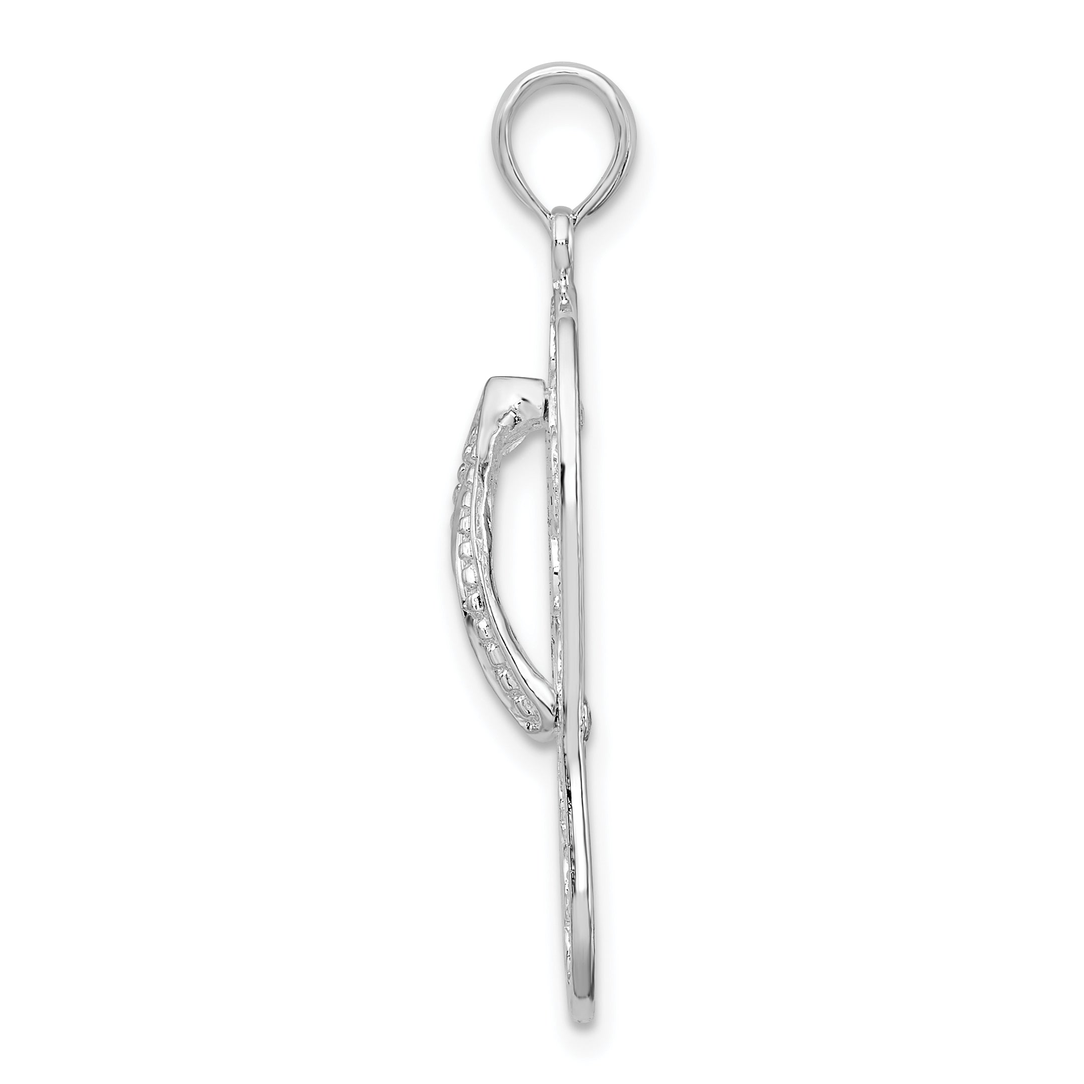 De-Ani Sterling Silver Rhodium-Plated 3D Cut-Out Turtles Flip-flop Pendant