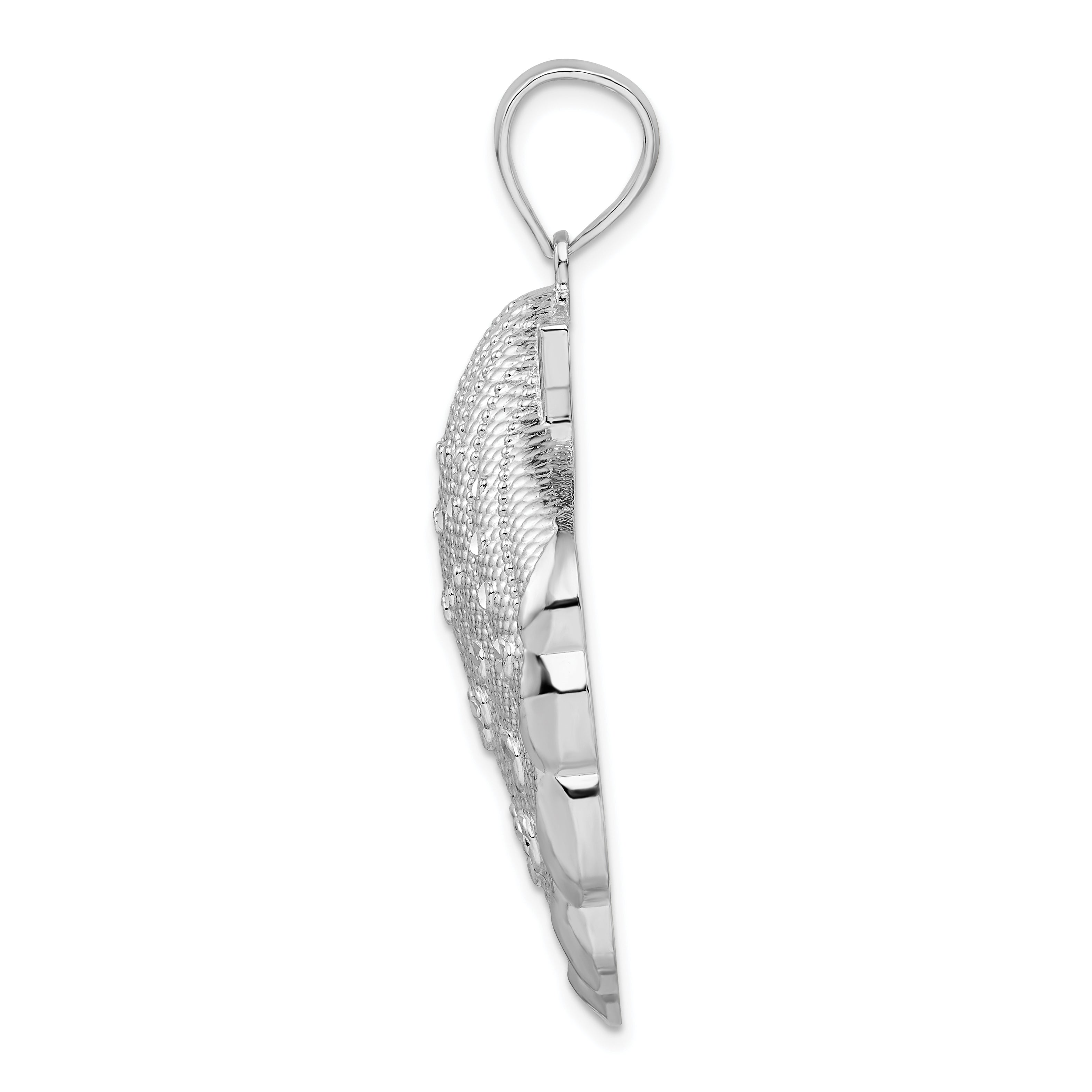 De-Ani Sterling Silver Rhodium-Plated Diamond-Cut Large Scallop Shell Pendant