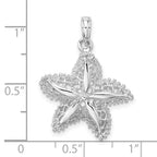 De-Ani Sterling Silver Rhodium-Plated Polished Cut-Out Filigree Starfish Pendant