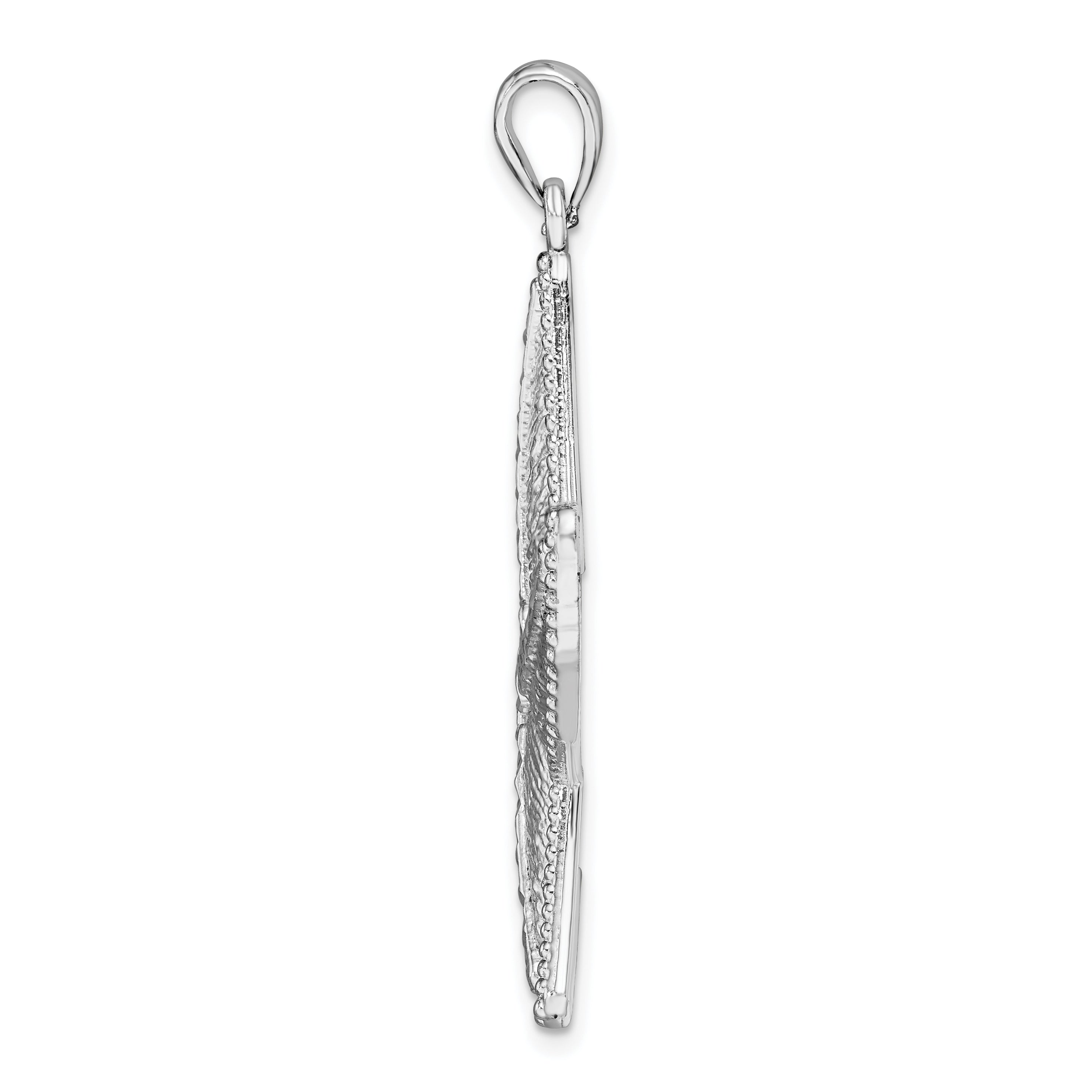 De-Ani Sterling Silver Rhodium-plated Polished Diamond-Cut Large Starfish Pendant Secondary image
