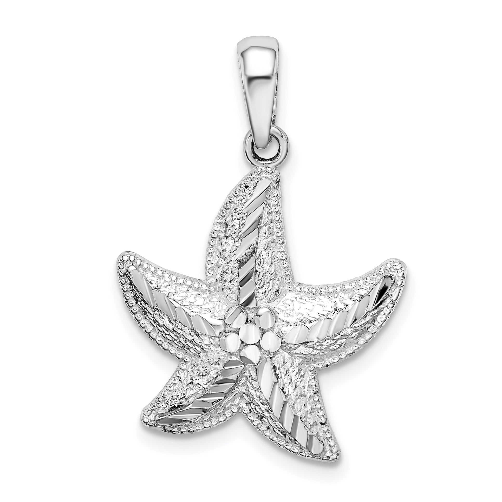 De-Ani Sterling Silver Rhodium-Plated Diamond-Cut Small Starfish Pendant Main image