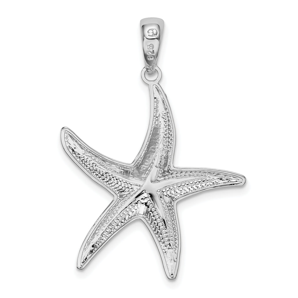 De-Ani Sterling Silver Rhodium-plated Textured Diamond-Cut Starfish Pendant