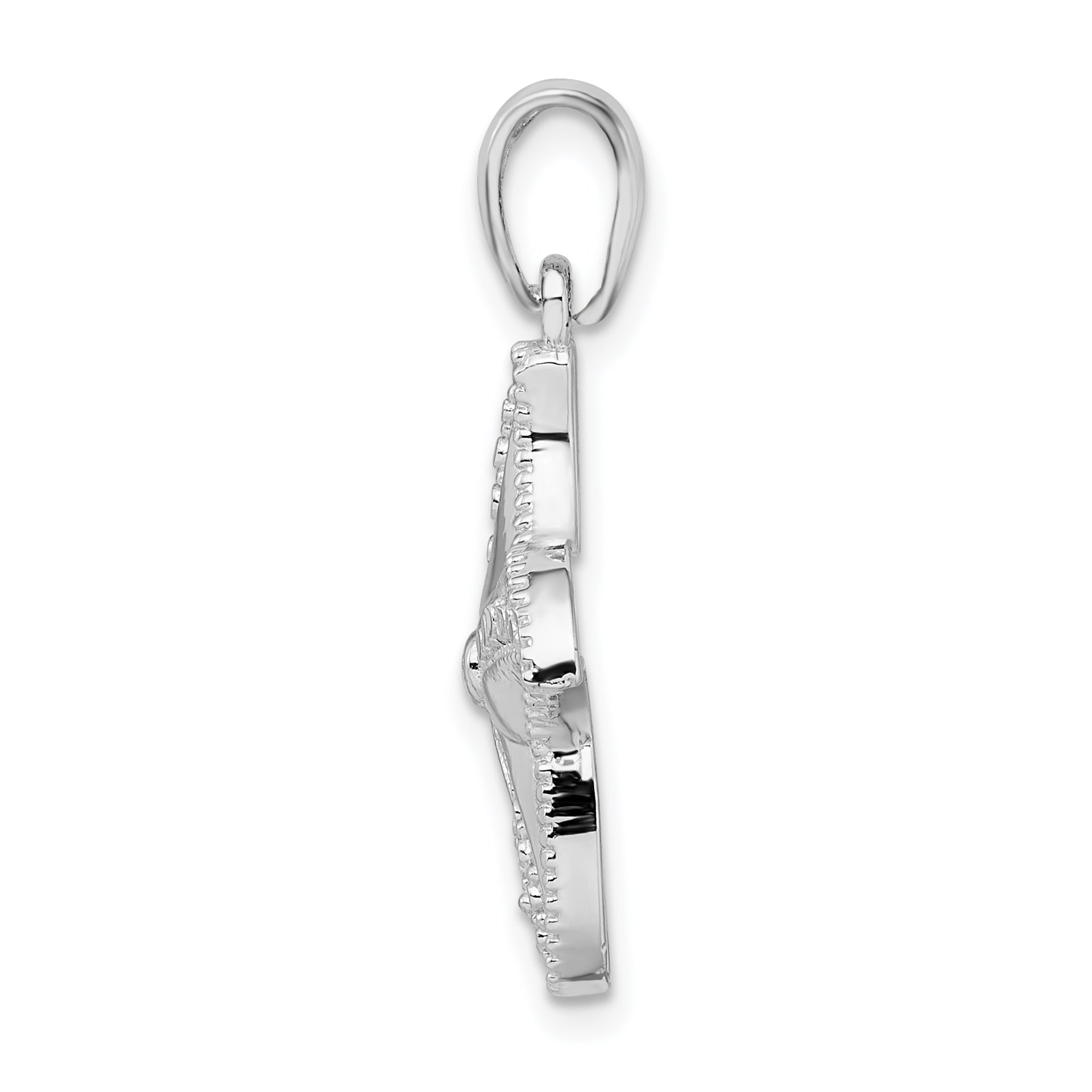 De-Ani Sterling Silver Rhodium-plated Polished Diamond-Cut Starfish Pendant Secondary image