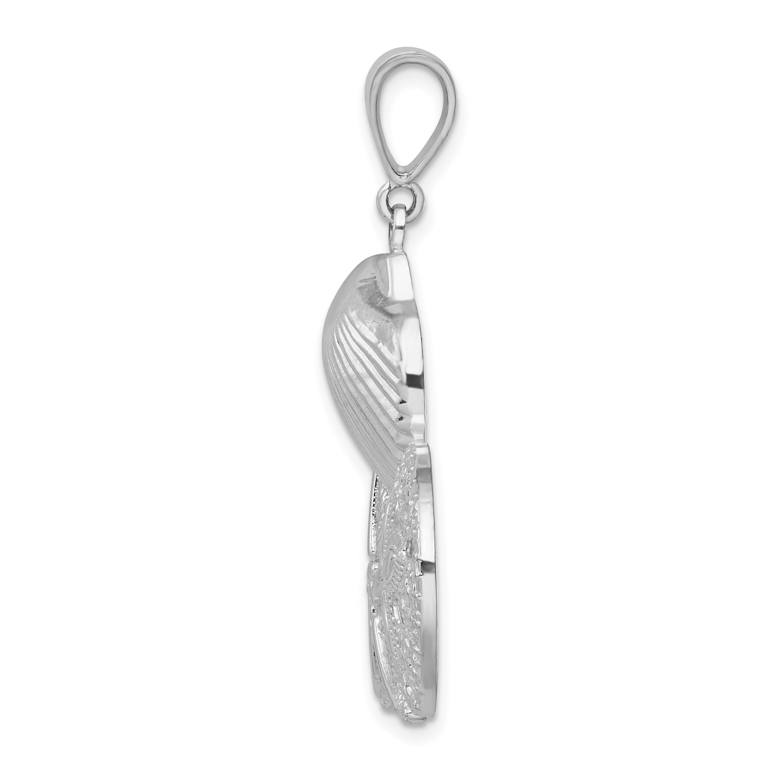 De-Ani Sterling Silver Rhodium-plated Polished and Textured Sea Life Pendant Secondary image