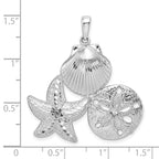 De-Ani Sterling Silver Rhodium-plated Polished and Diamond-Cut Sea Life Pendant