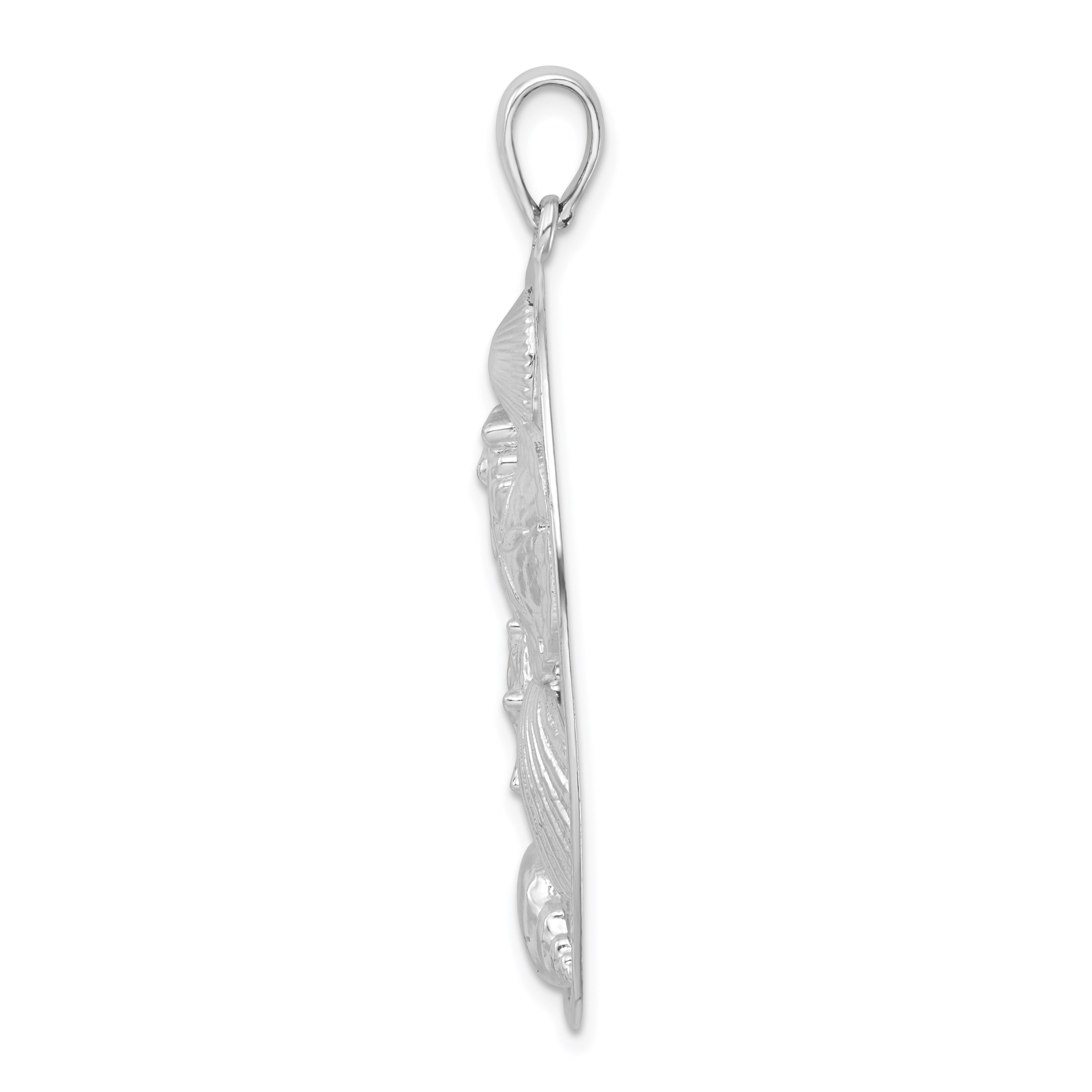 De-Ani Sterling Silver Rhodium-plated Polished Shells Oval Pendant Secondary image