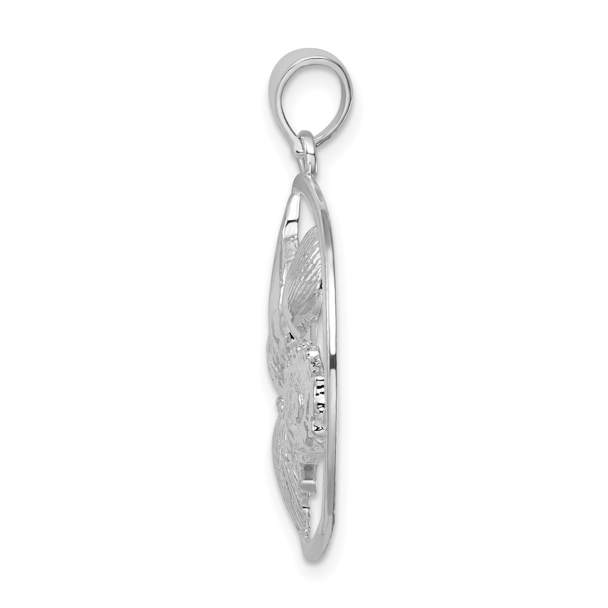De-Ani Sterling Silver Rhodium-plated Polished Shells Round Pendant Secondary image