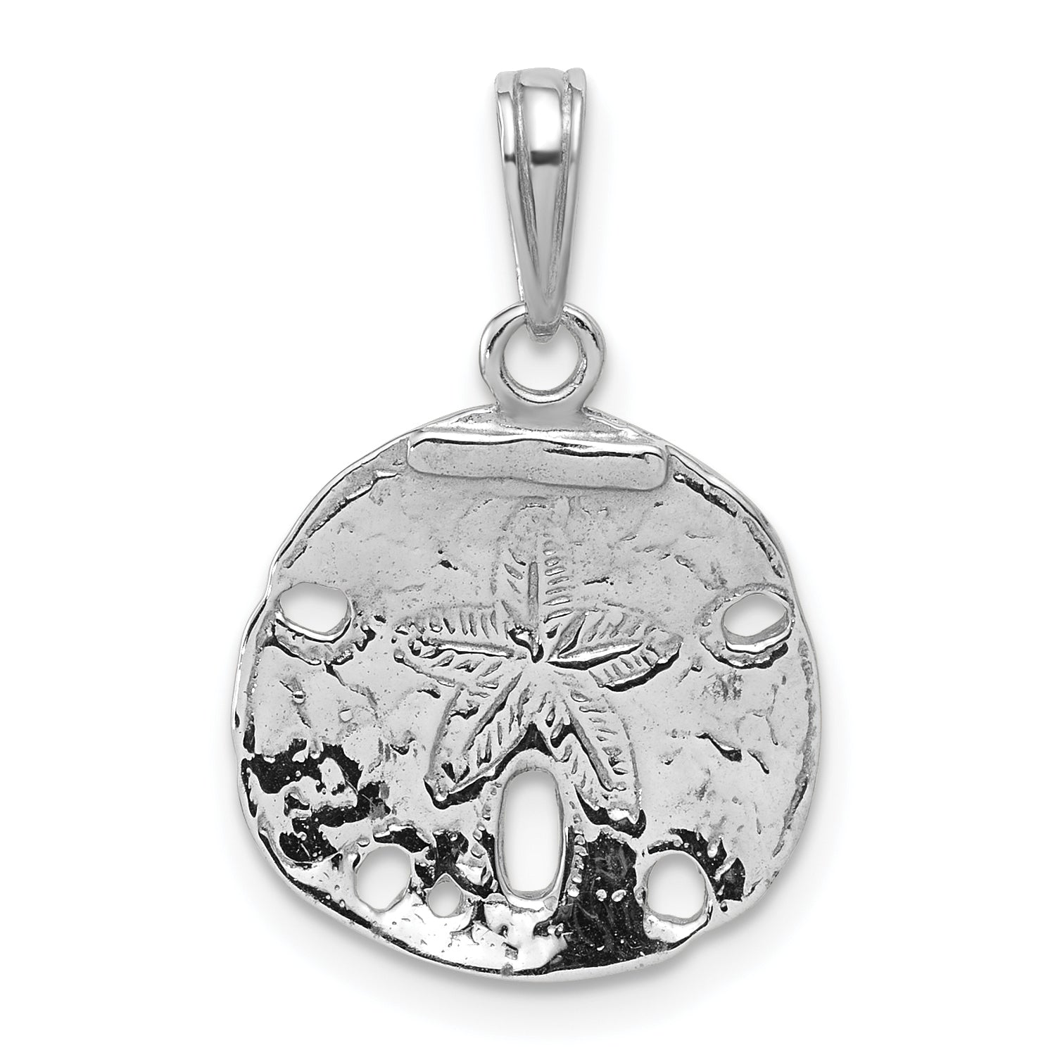De-Ani Sterling Silver Rhodium-Plated Polished Sand Dollar Pendant