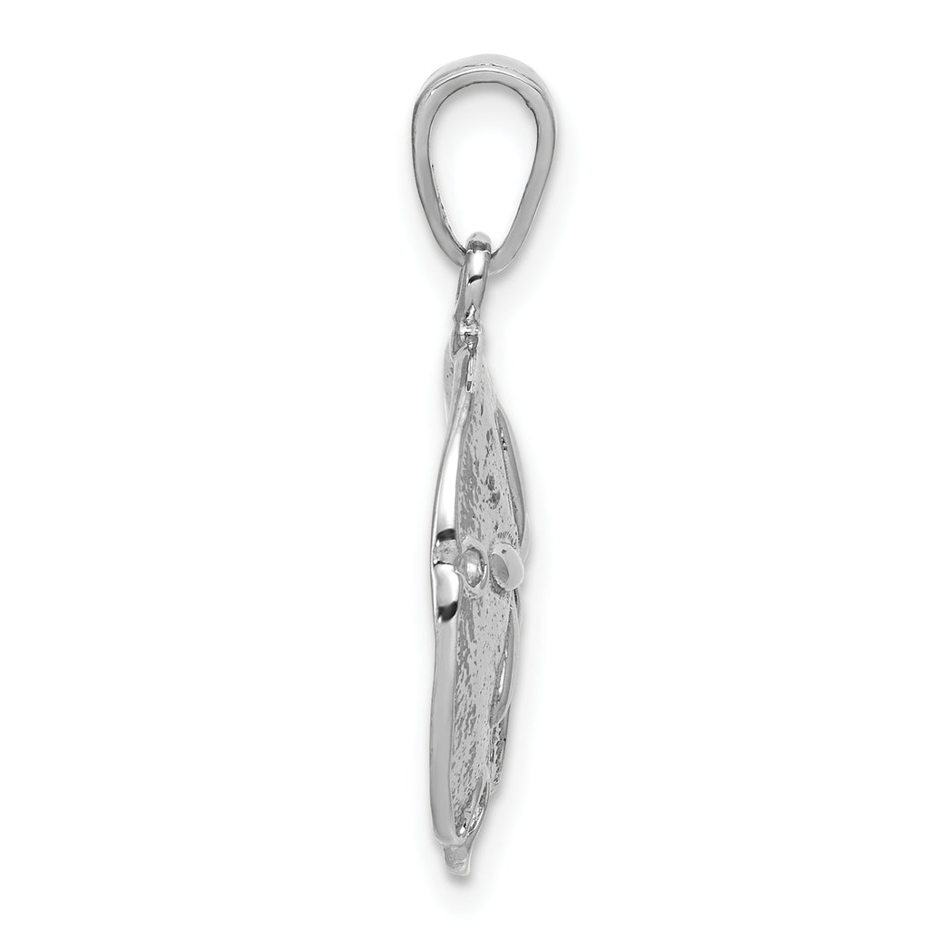 De-Ani Sterling Silver Rhodium-Plated Polished Beveled Sand Dollar Pendant