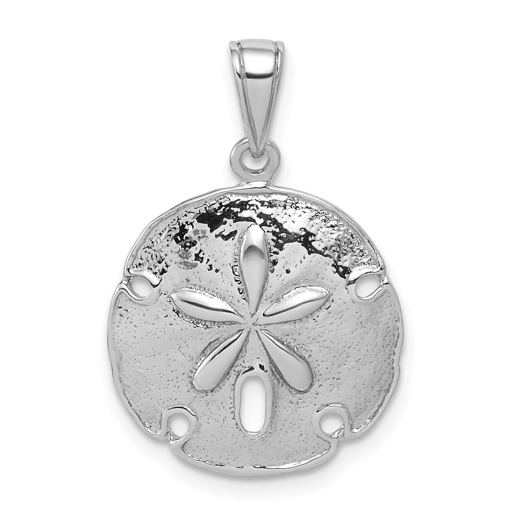 De-Ani Sterling Silver Rhodium-Plated Polished Beveled Sand Dollar Pendant Main image