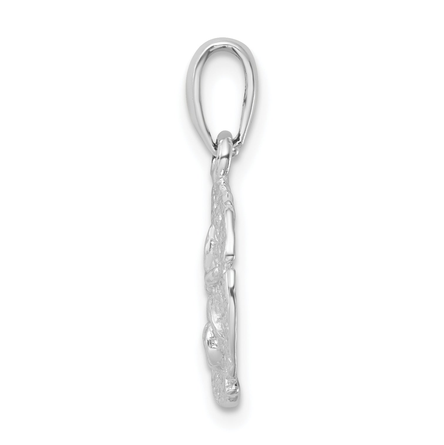 De-Ani Sterling Silver Rhodium-Plated Polished and Textured Sand Dollar Pendant Secondary image