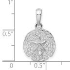 De-Ani Sterling Silver Rhodium-Plated Polished and Textured Sand Dollar Pendant
