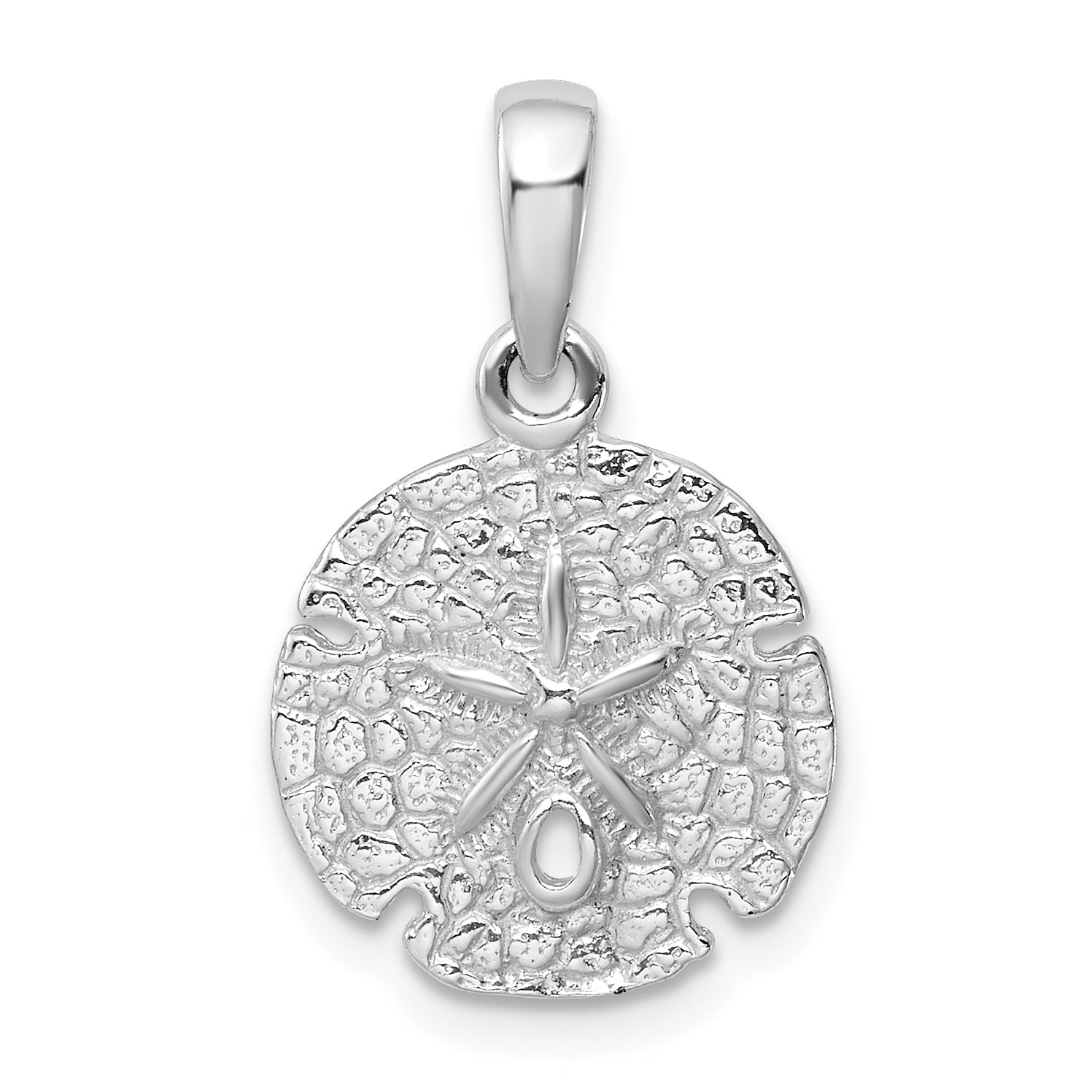De-Ani Sterling Silver Rhodium-Plated Polished and Textured Sand Dollar Pendant Main image