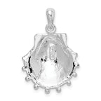 De-Ani Sterling Silver Rhodium-Plated Polished Large Lions Paw Shell Pendant