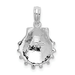 De-Ani Sterling Silver Rhodium-Plated Polished Lions Paw Shell Pendant