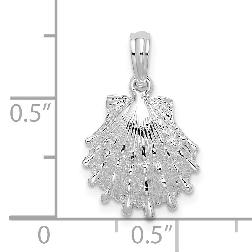 De-Ani Sterling Silver Rhodium-Plated Polished Lions Paw Shell Pendant