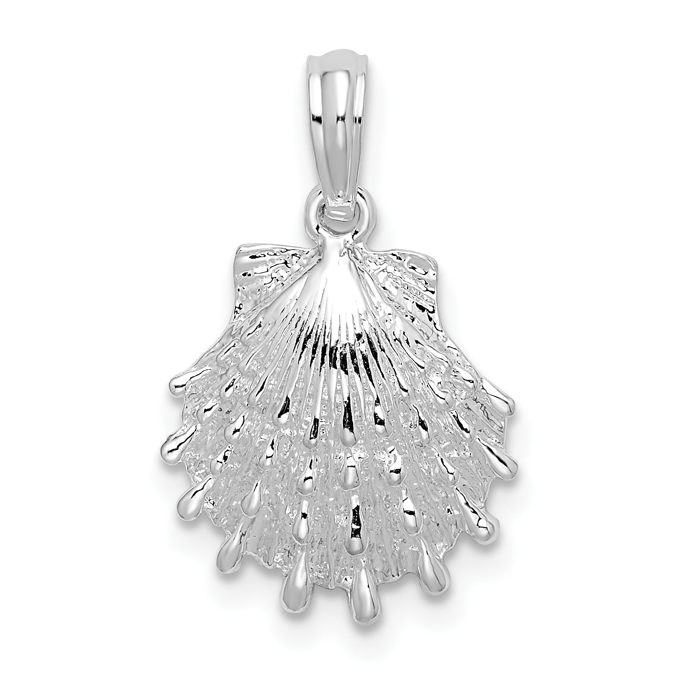De-Ani Sterling Silver Rhodium-Plated Polished Lions Paw Shell Pendant Main image