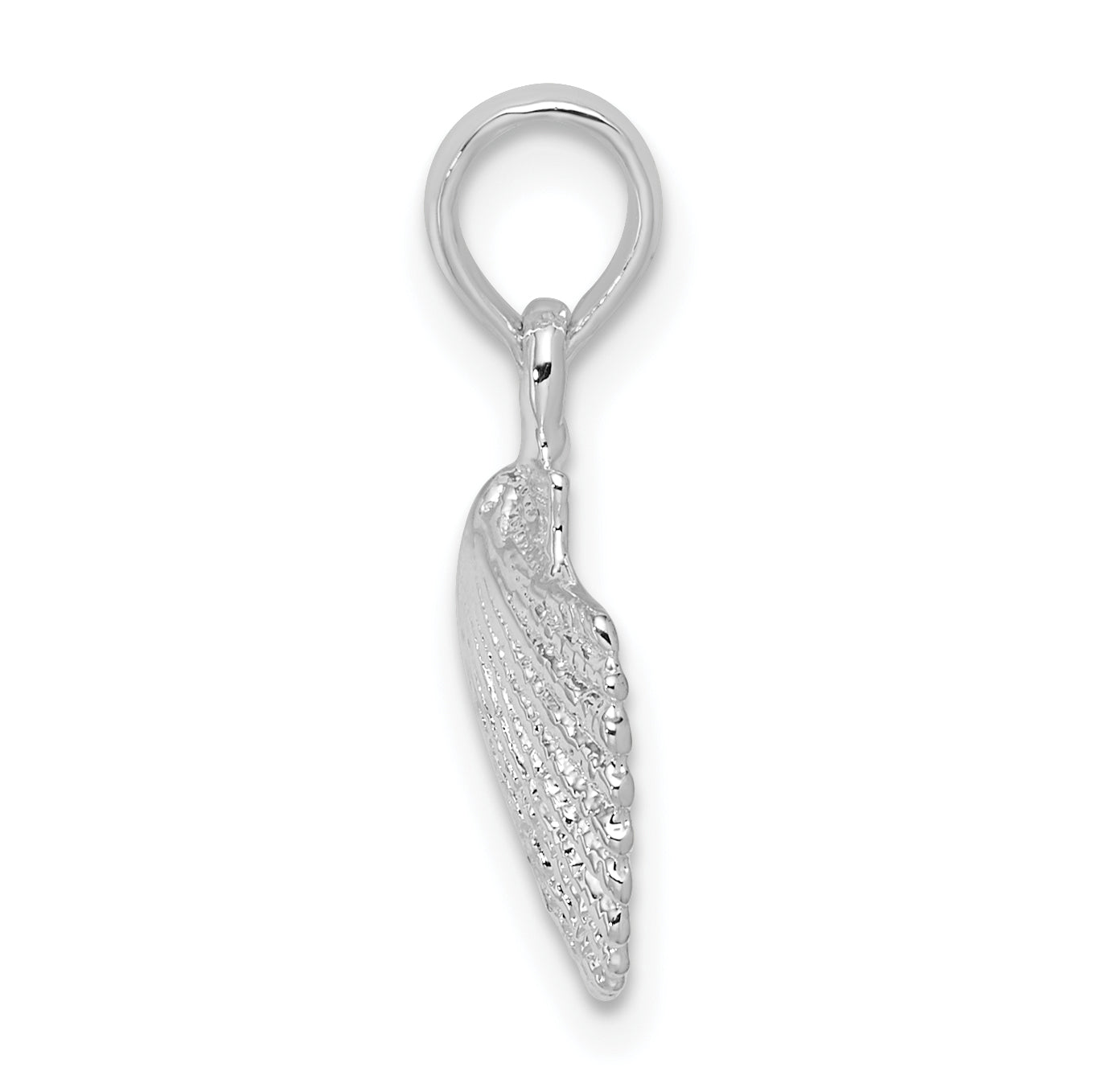 De-Ani Sterling Silver Rhodium-Plated Polished Scallop Shell Pendant Secondary image