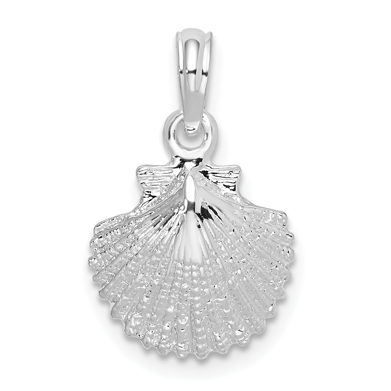 De-Ani Sterling Silver Rhodium-Plated Polished Scallop Shell Pendant Main image