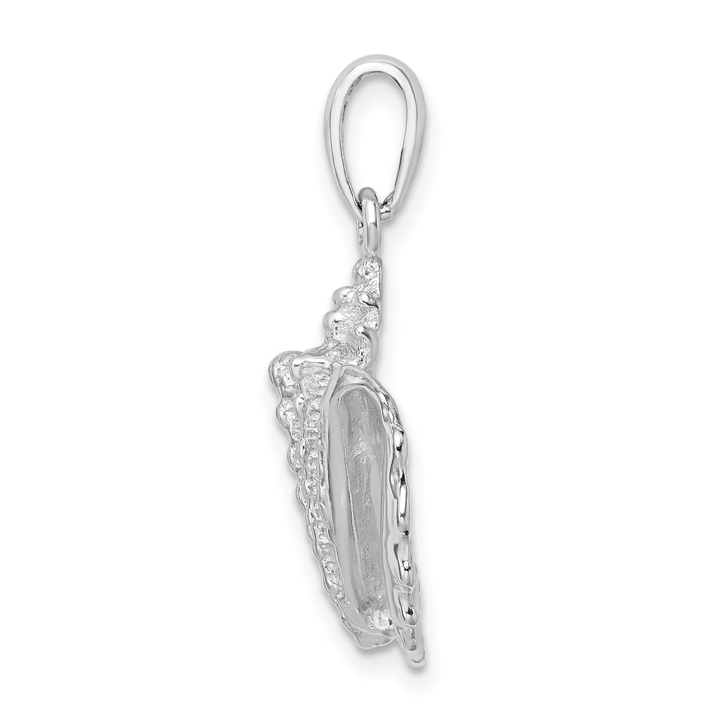 De-Ani Sterling Silver Rhodium-Plated Polished Conch Shell Pendant