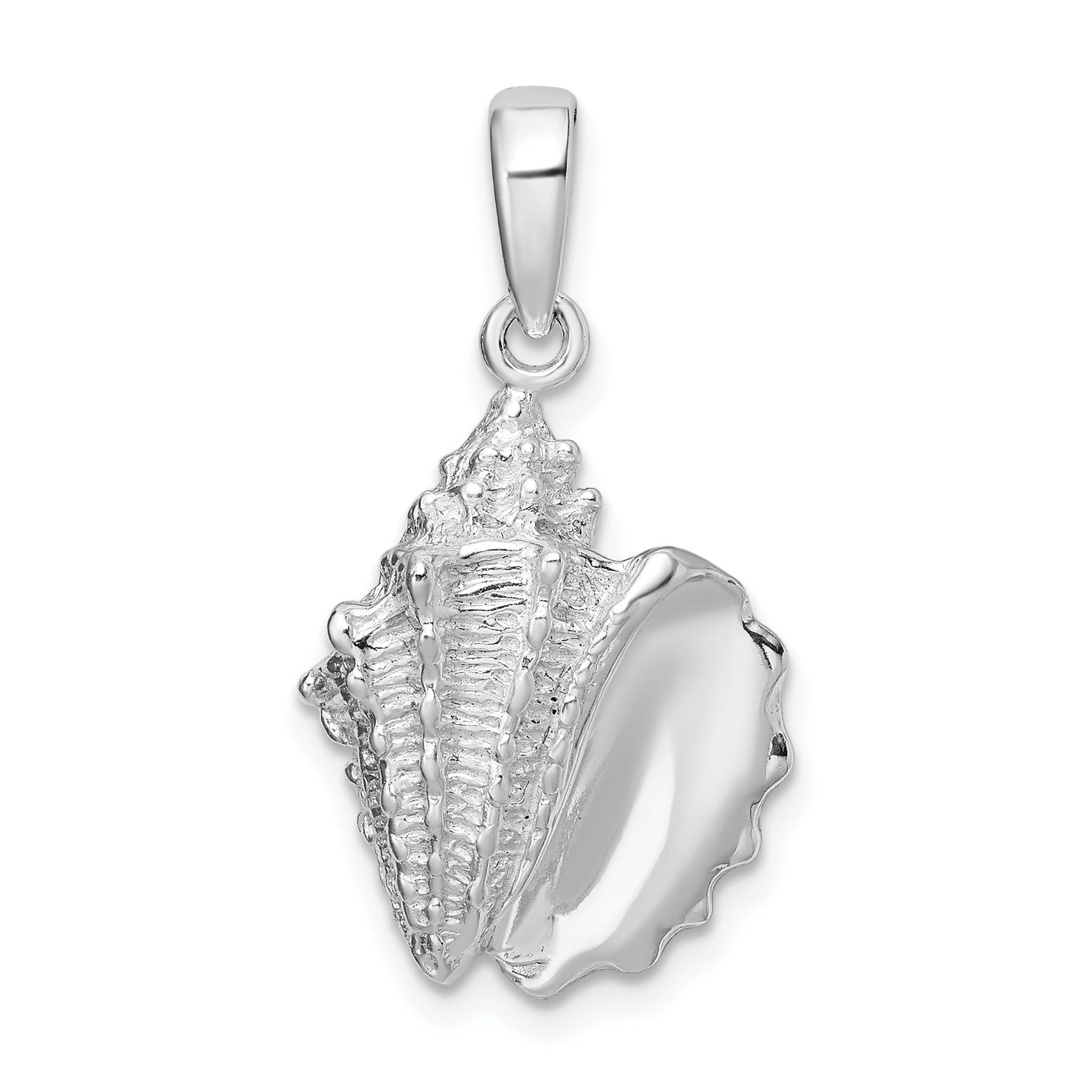 De-Ani Sterling Silver Rhodium-Plated Polished Conch Shell Pendant Main image