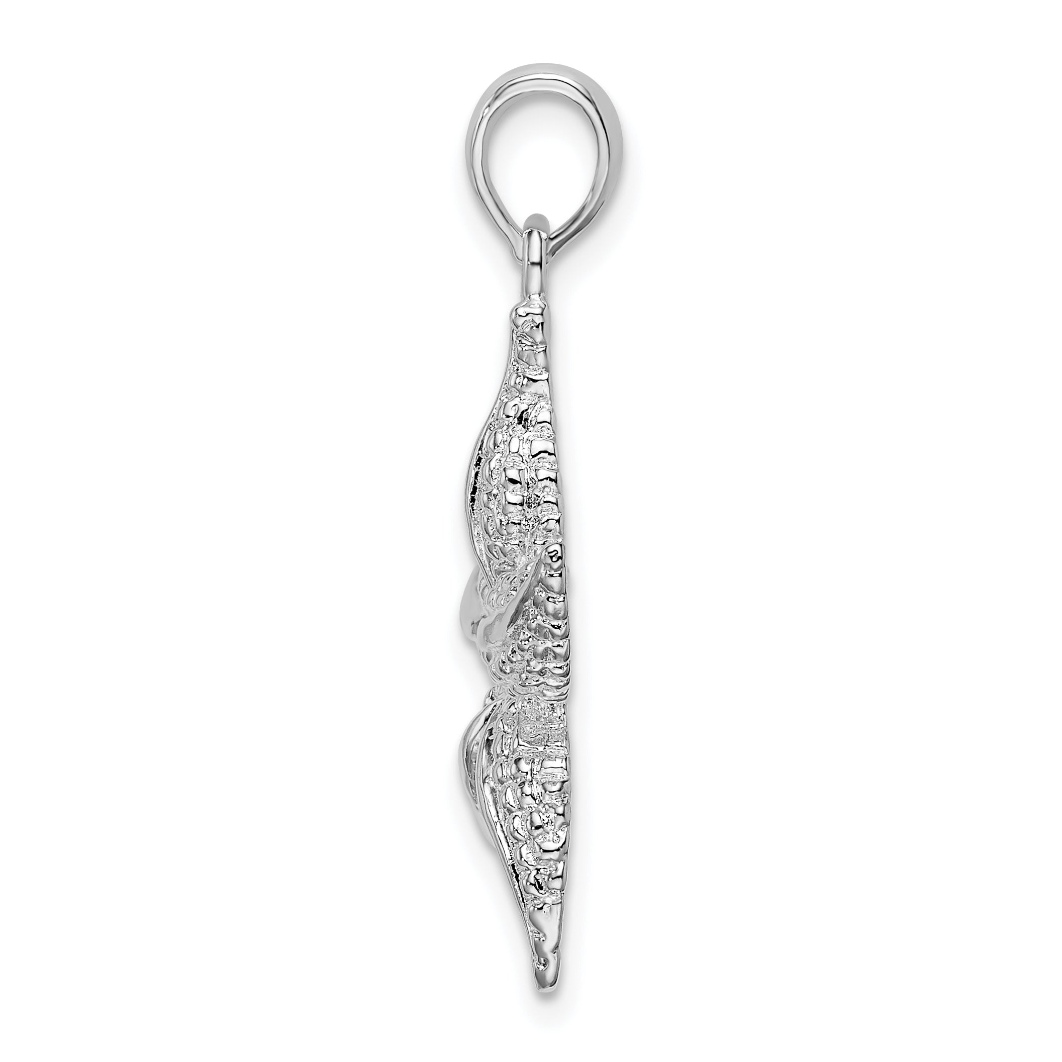 De-Ani Sterling Silver Rhodium-Plated Polished and Textured Starfish Pendant Secondary image