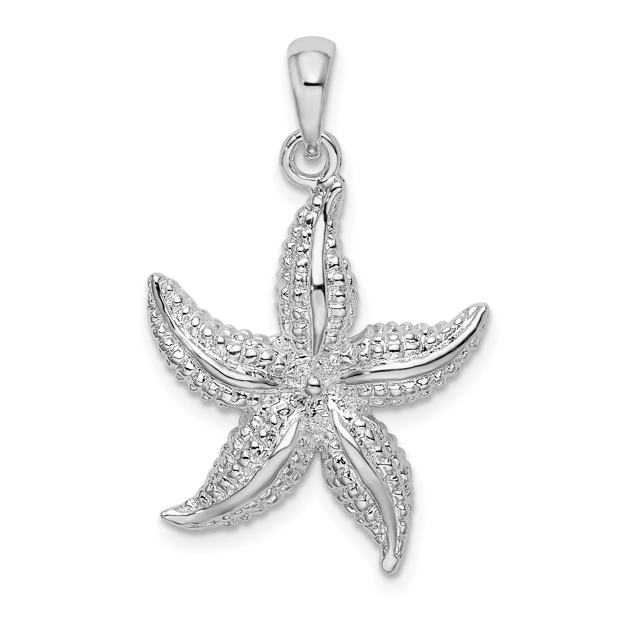 De-Ani Sterling Silver Rhodium-Plated Polished and Textured Starfish Pendant Main image