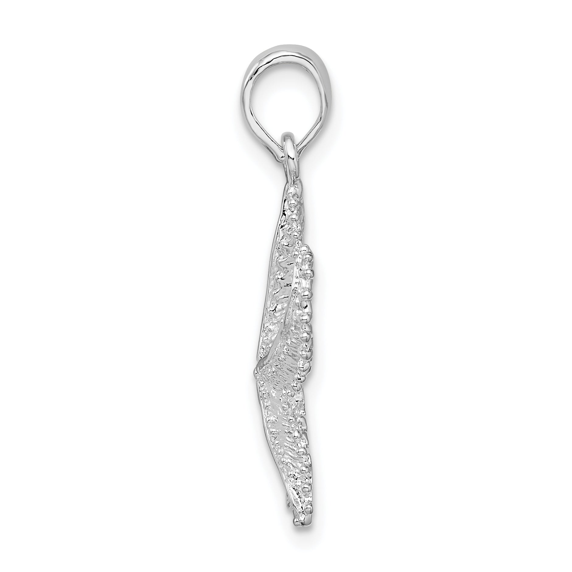 De-Ani Sterling Silver Rhodium-Plated Polished Beaded Starfish Pendant Secondary image