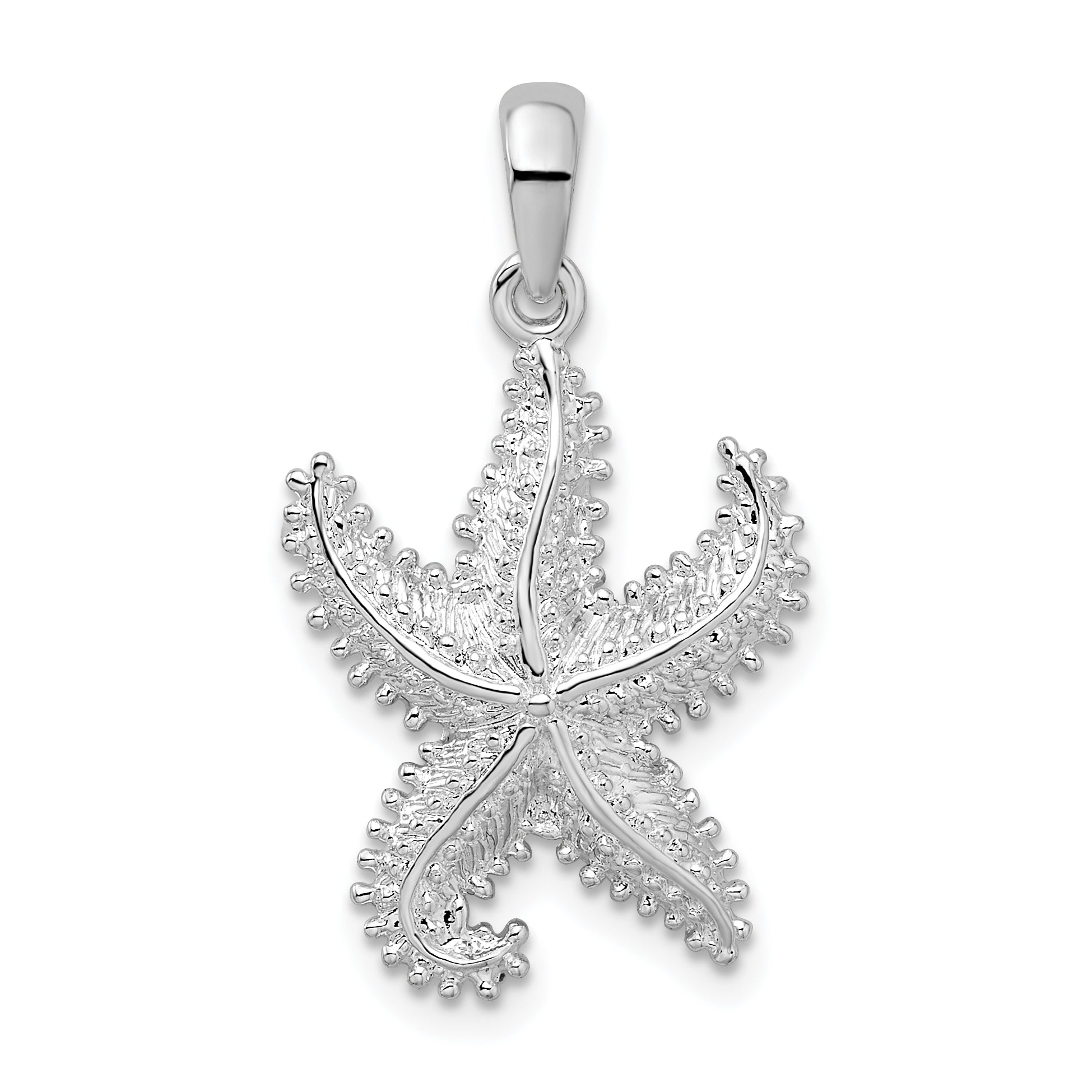 De-Ani Sterling Silver Rhodium-Plated Polished Beaded Starfish Pendant Main image
