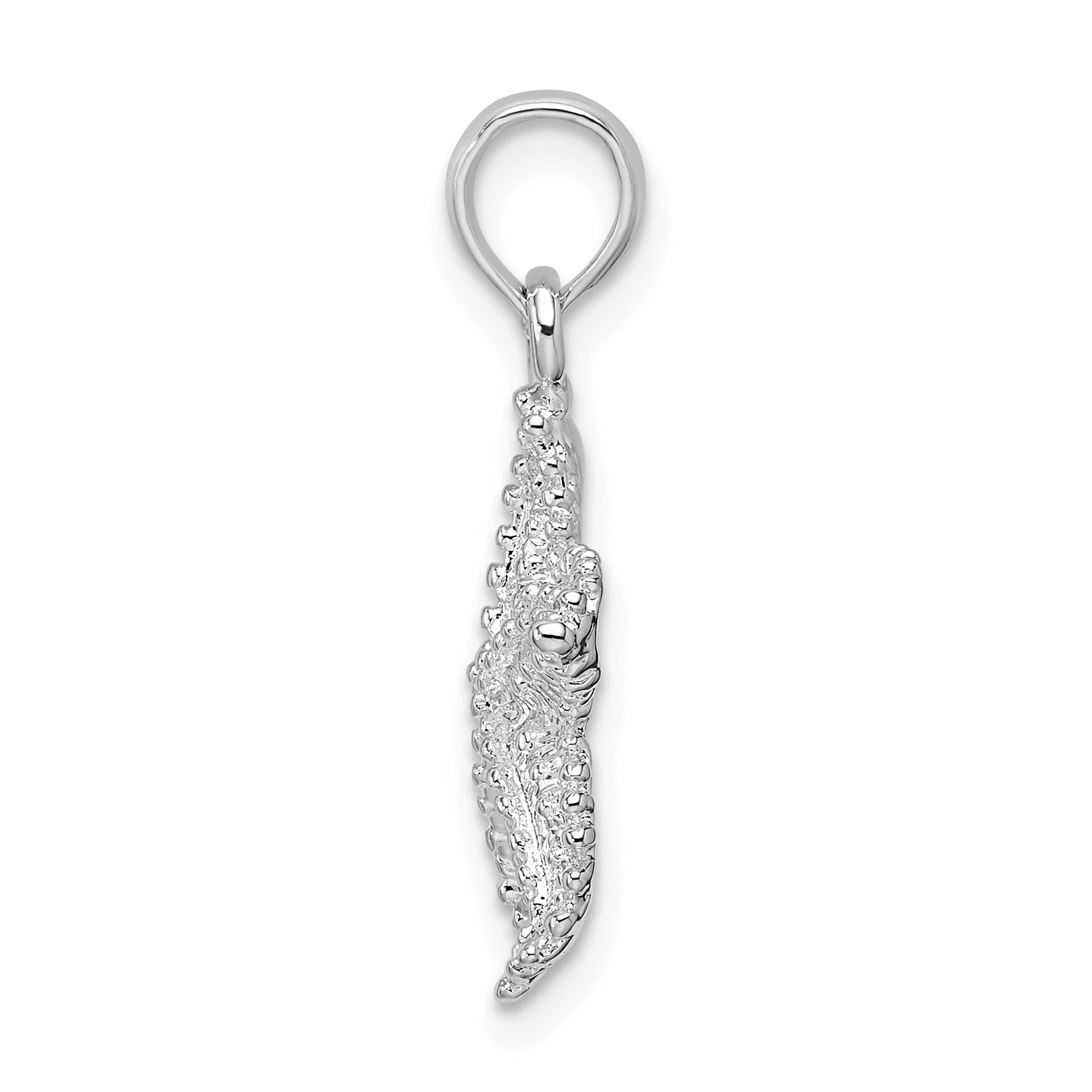 De-Ani Sterling Silver Rhodium-Plated Polished Beaded Starfish Pendant Secondary image
