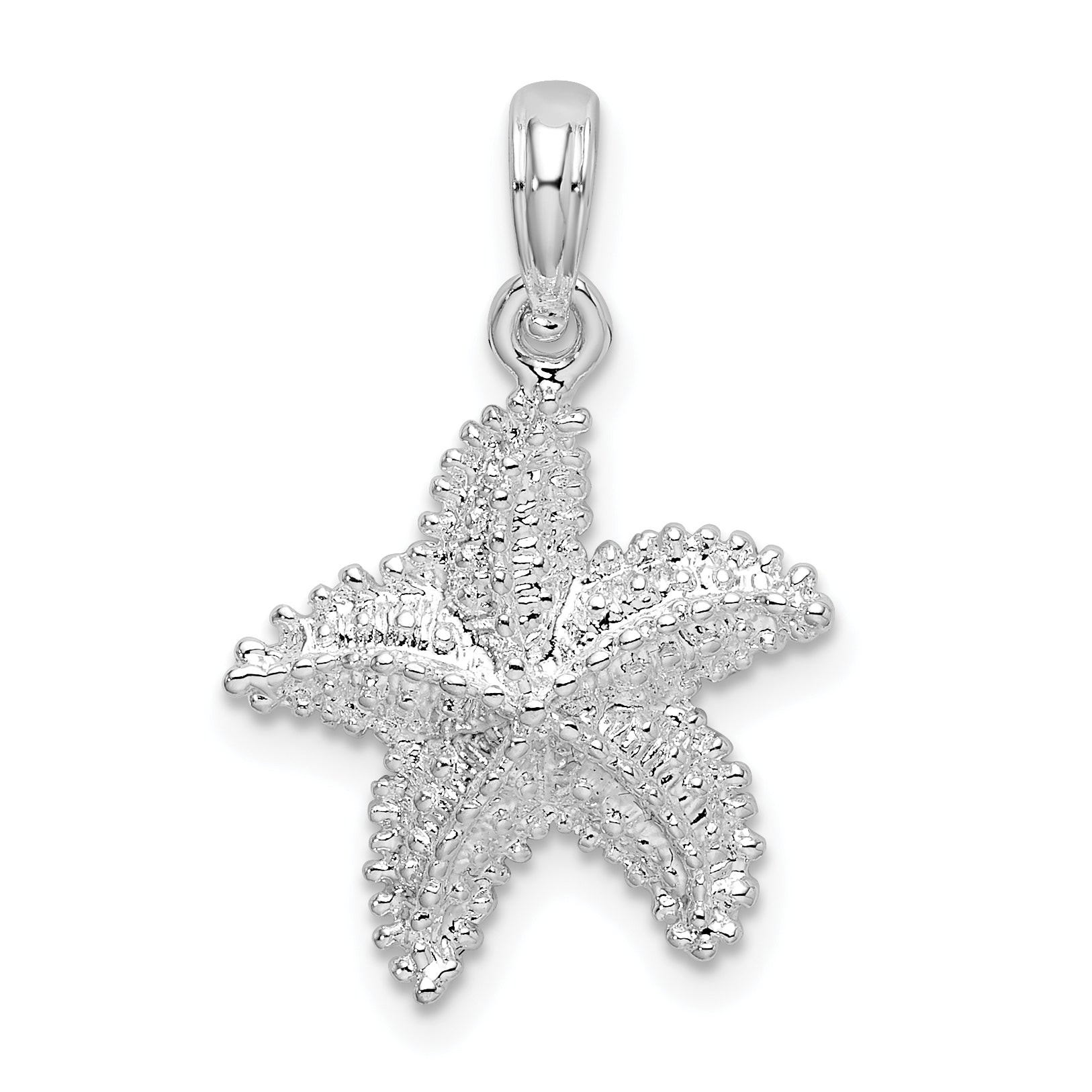 De-Ani Sterling Silver Rhodium-Plated Polished Beaded Starfish Pendant Main image