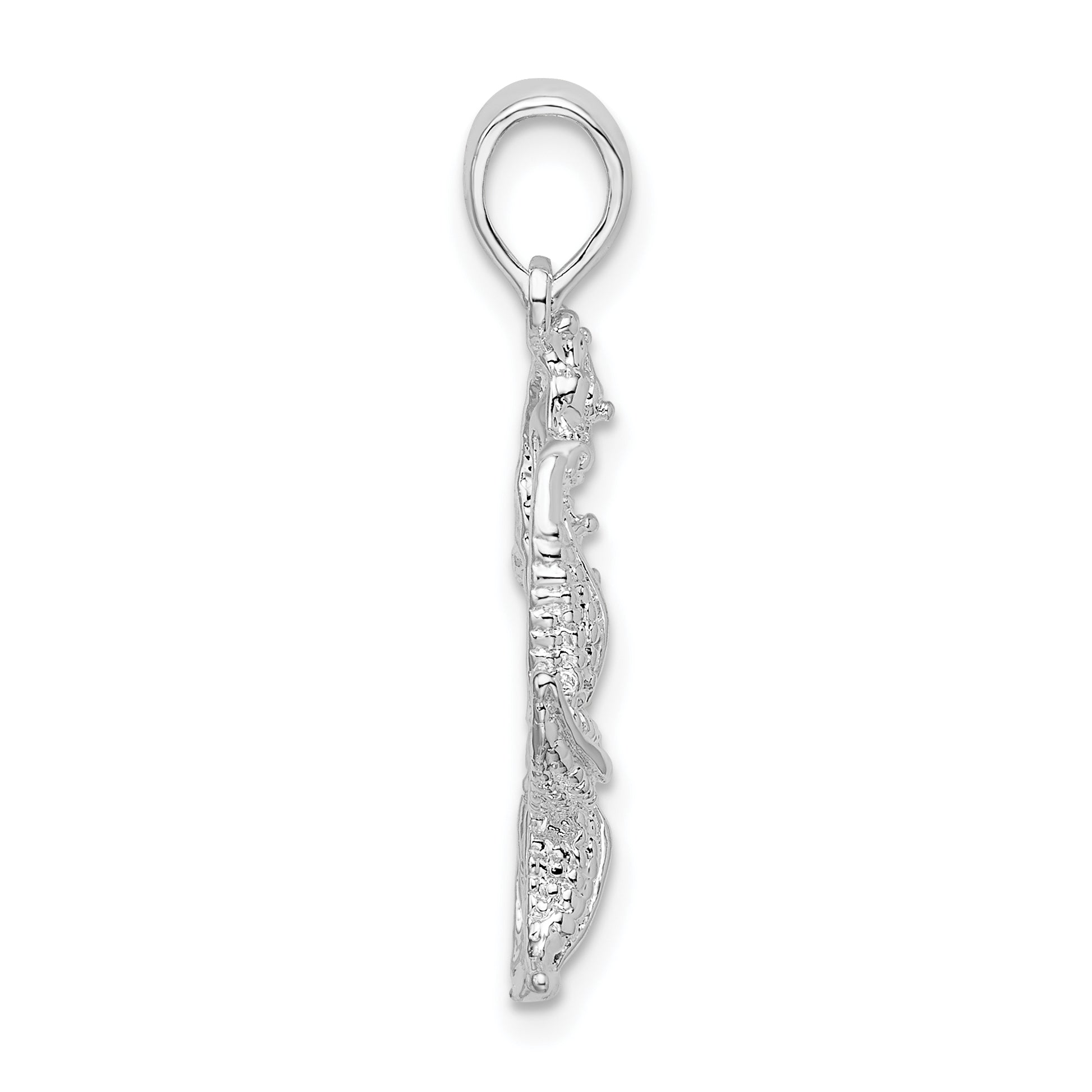 De-Ani Sterling Silver Rhodium-Plated Polished Starfish and Seahorse Pendant Secondary image