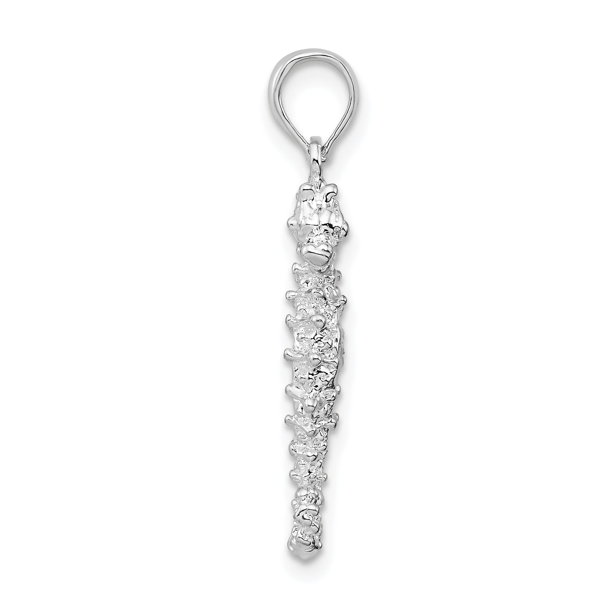 De-Ani Sterling Silver Rhodium-Plated Polished 3D Seahorse Pendant Secondary image