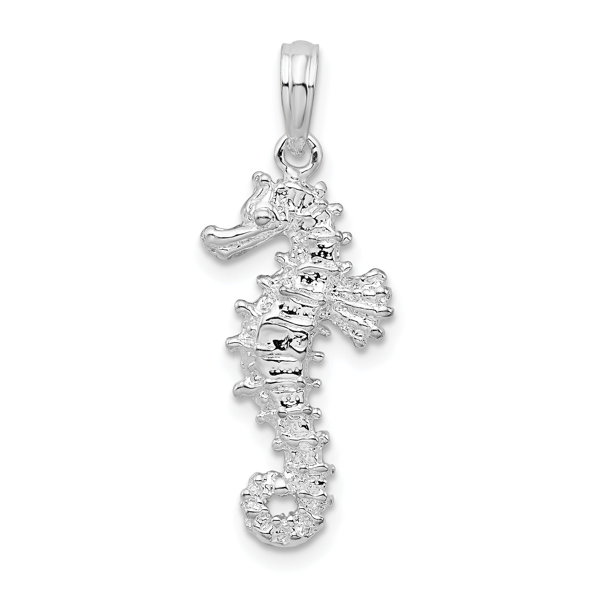 De-Ani Sterling Silver Rhodium-Plated Polished 3D Seahorse Pendant Main image