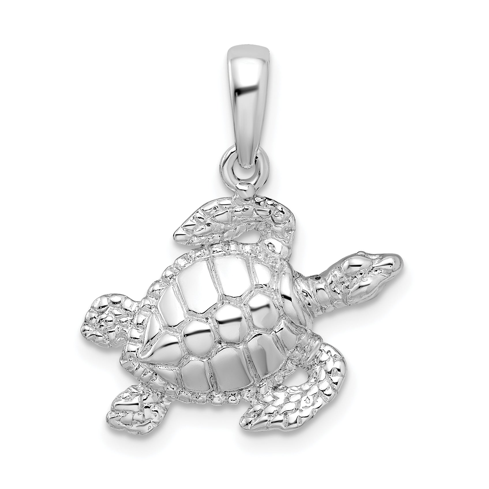 De-Ani Sterling Silver Rhodium-Plated Polished Large Sea Turtle Pendant Main image