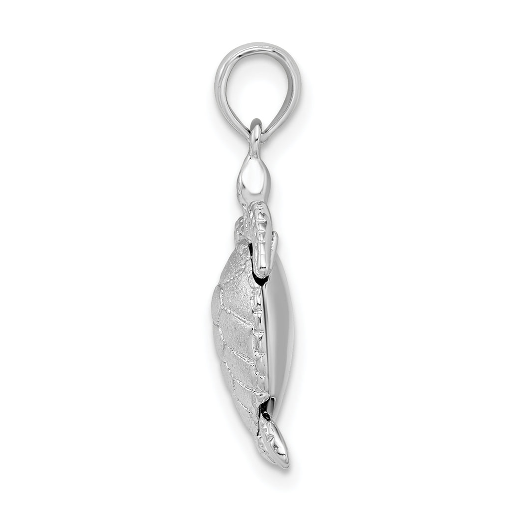 De-Ani Sterling Silver Rhodium-plated Polished 3D Moveable Sea Turtle Pendant