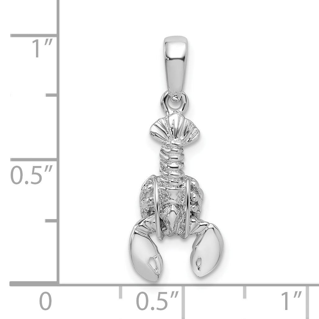 De-Ani Sterling Silver Rhodium-plated Polished 3D Moveable Lobster Pendant