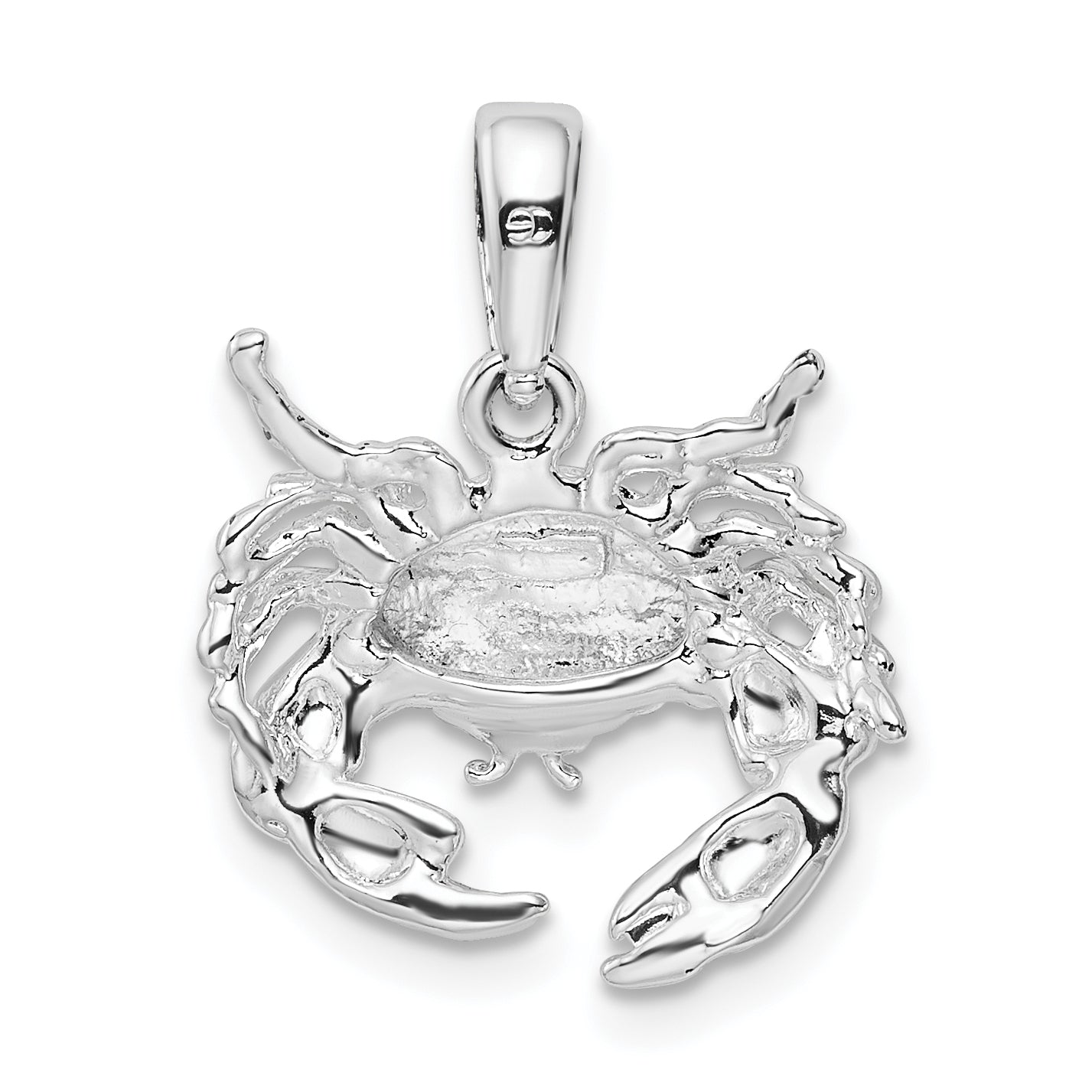 De-Ani Sterling Silver Rhodium-Plated Polished Stone Crab Pendant