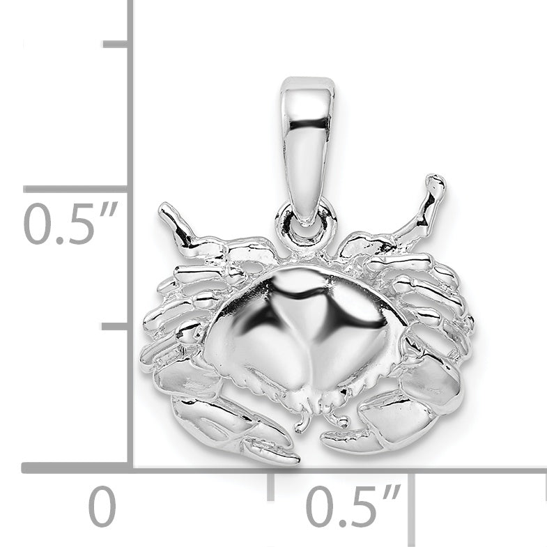 De-Ani Sterling Silver Rhodium-Plated Polished Stone Crab Pendant