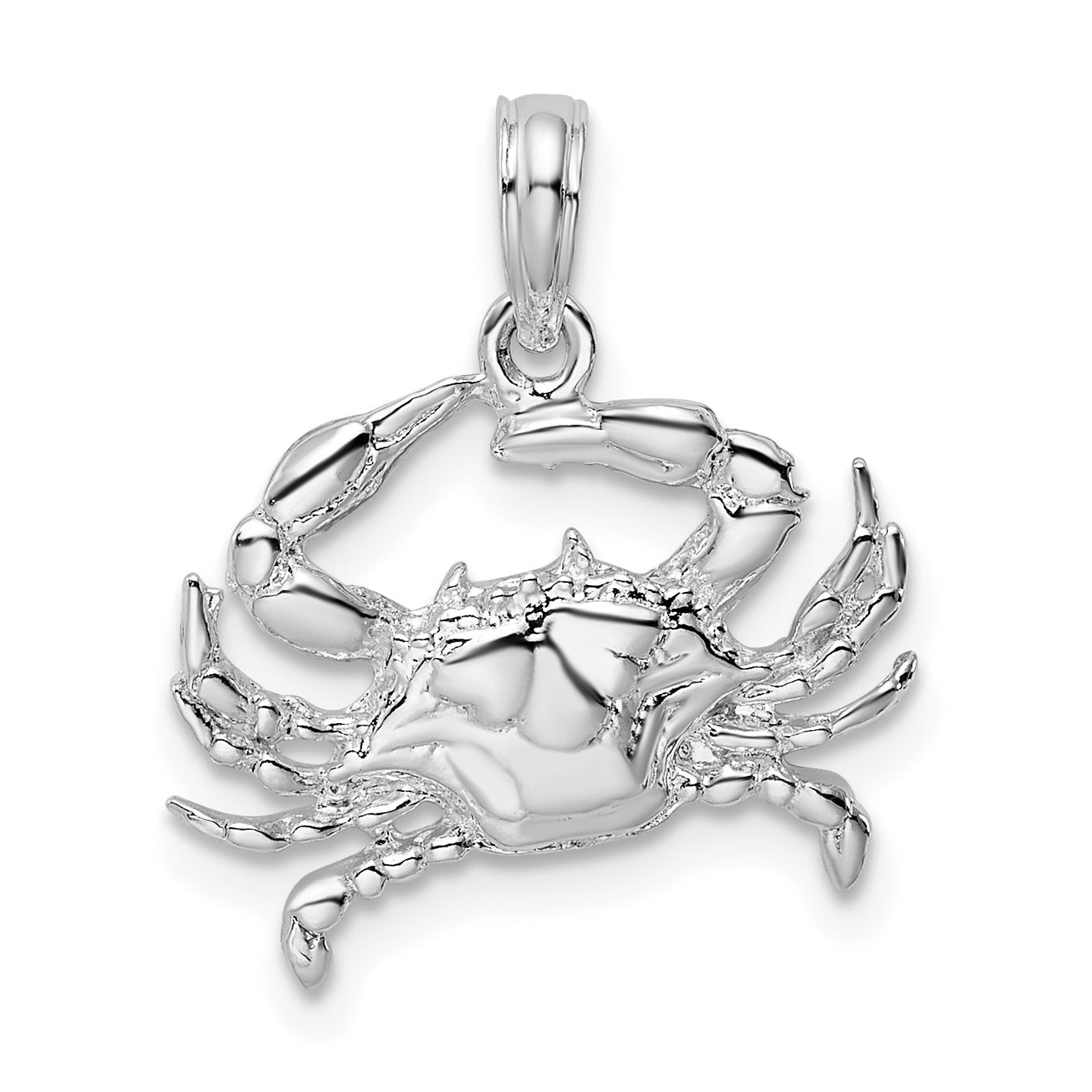 De-Ani Sterling Silver Rhodium-Plated Polished Blue Crab Pendant Main image