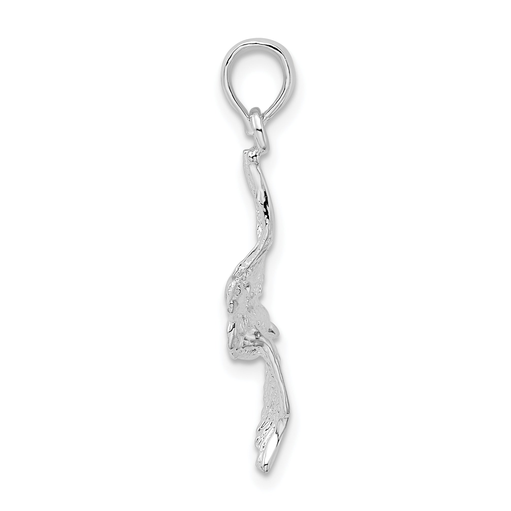 De-Ani Sterling Silver Rhodium-Plated Polished 3D Flying Pelican Pendant Secondary image
