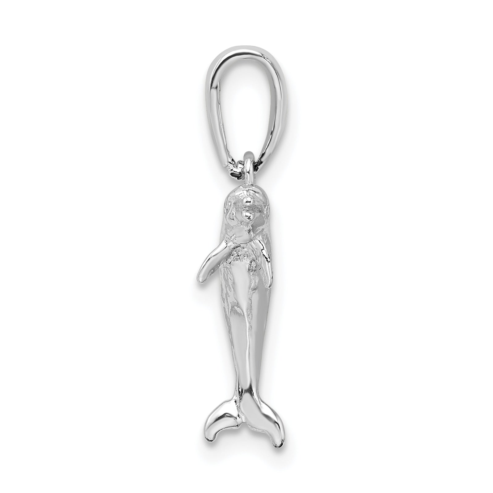 De-Ani Sterling Silver Rhodium-Plated Polished 3D Jumping Dolphin Pendant Secondary image