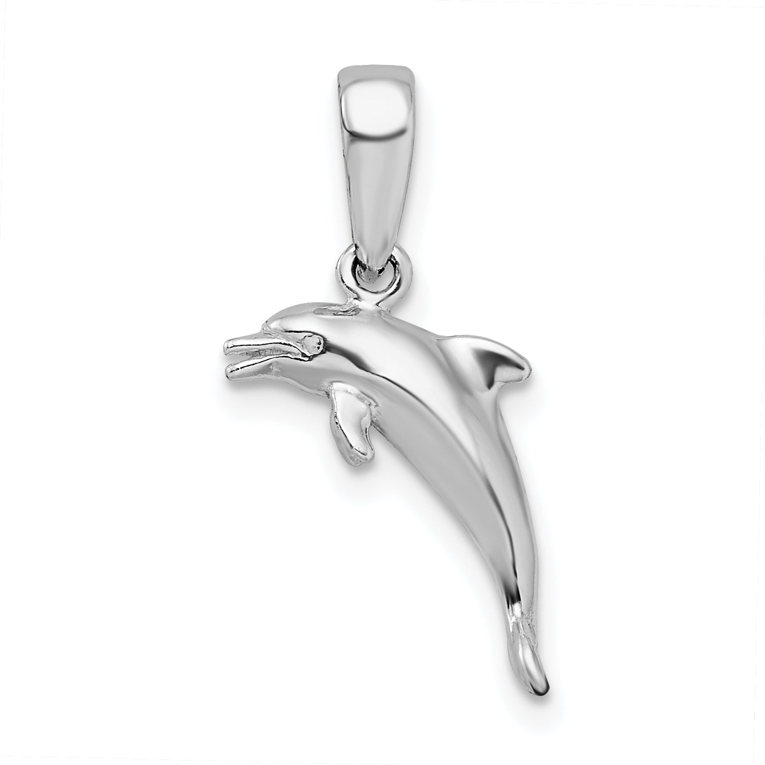 De-Ani Sterling Silver Rhodium-Plated Polished 3D Jumping Dolphin Pendant Main image