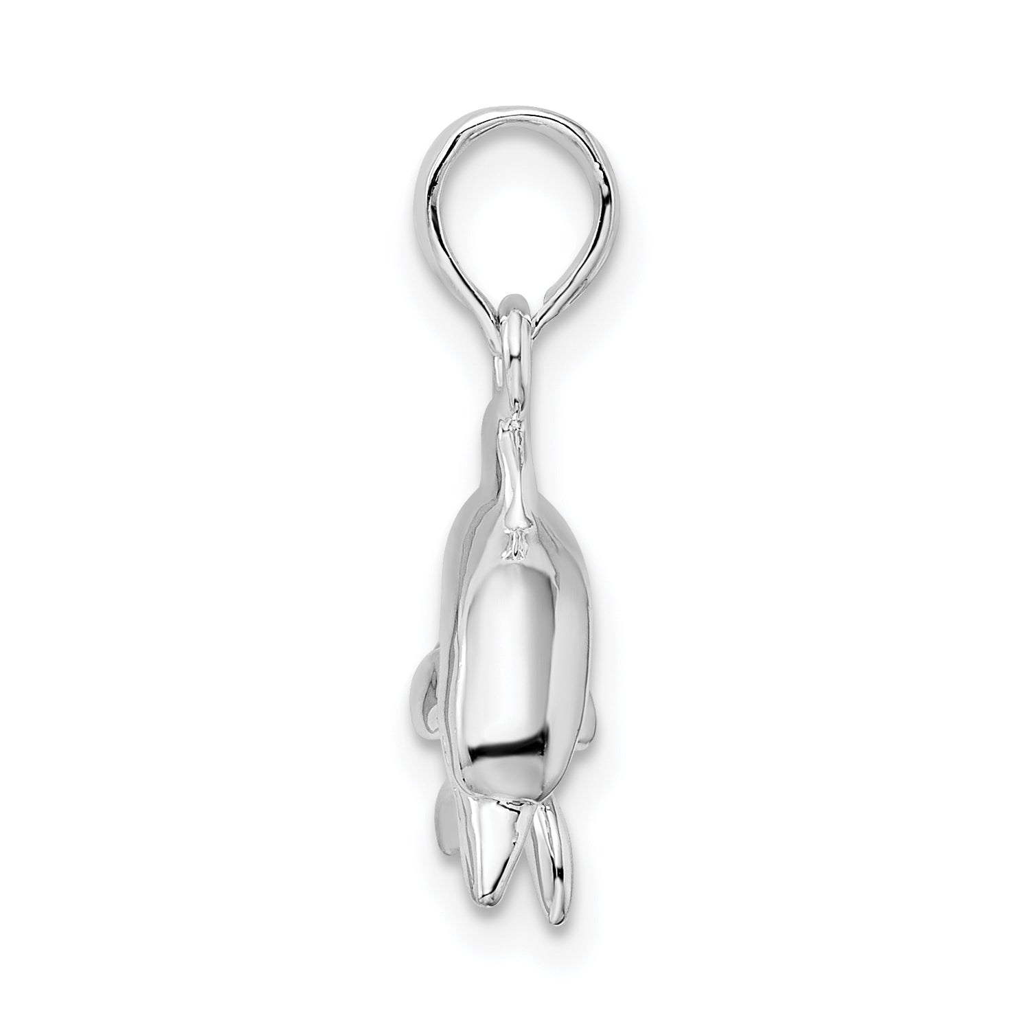 De-Ani Sterling Silver Rhodium-Plated Polished 3D Jumping Dolphin Pendant Secondary image