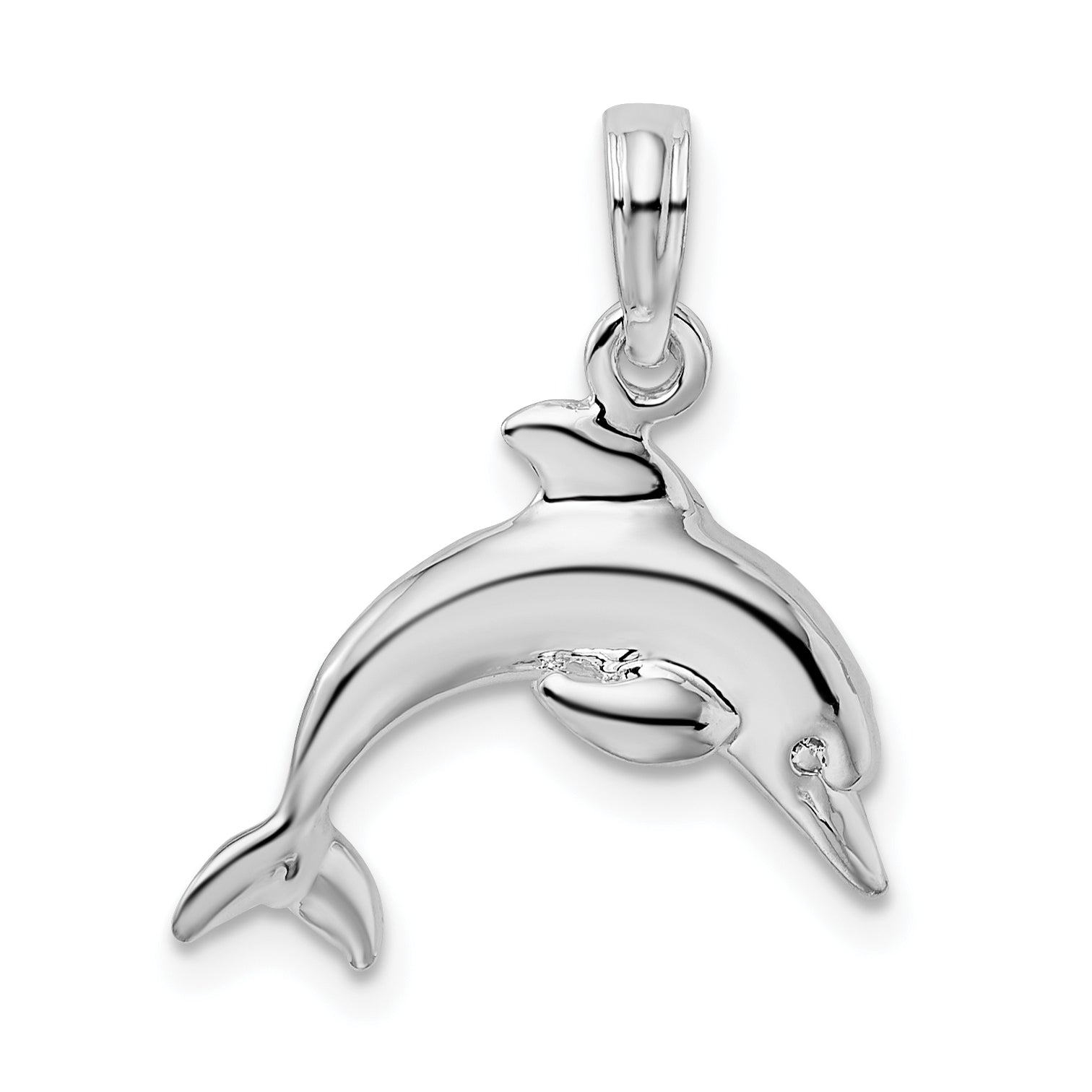 De-Ani Sterling Silver Rhodium-Plated Polished 3D Jumping Dolphin Pendant Main image