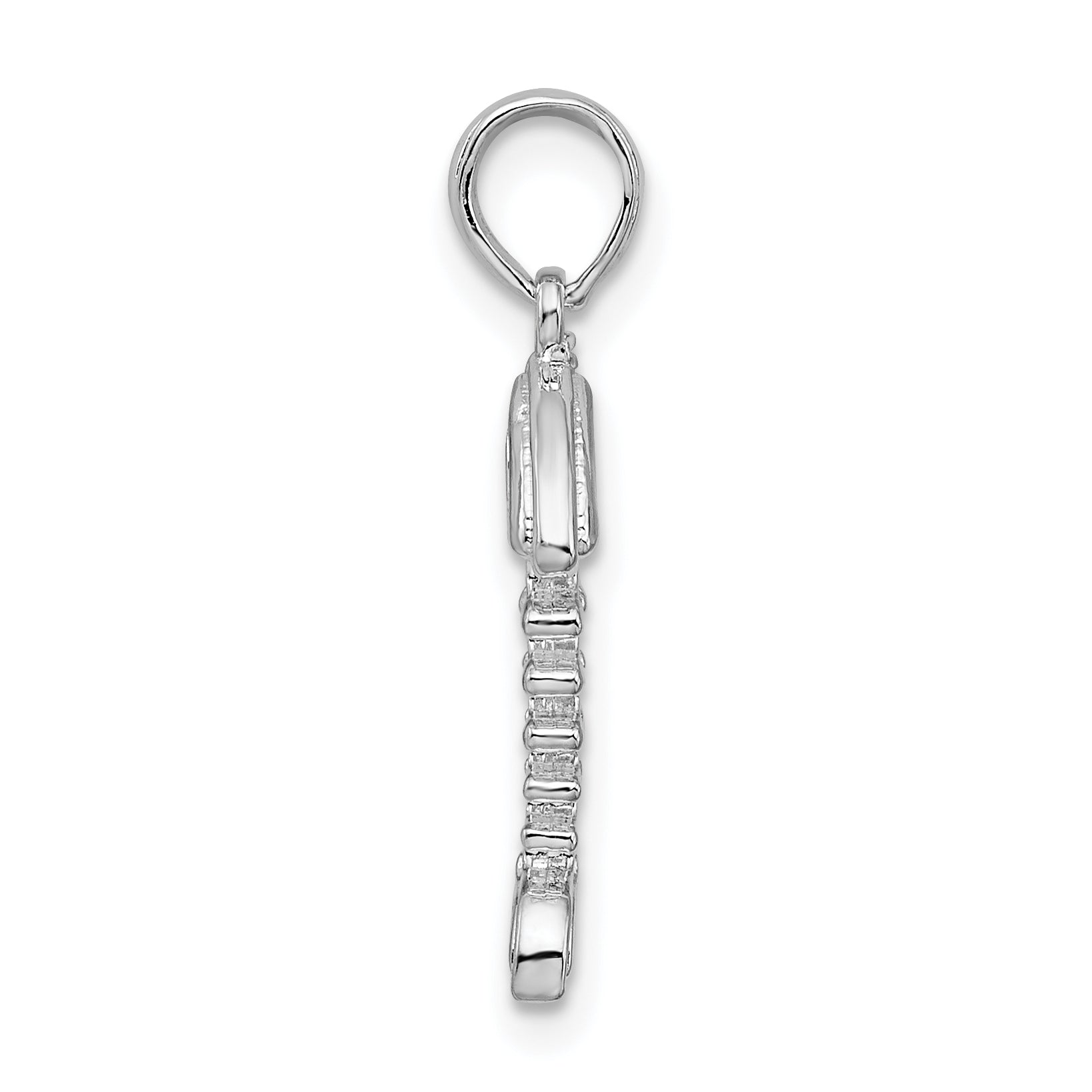 De-Ani Sterling Silver Rhodium-plated Polished 3D Fishbone Pendant Secondary image