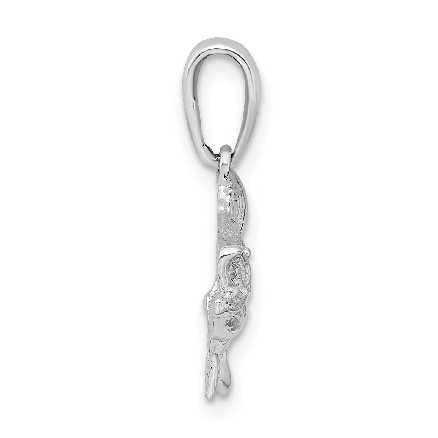 De-Ani Sterling Silver Rhodium-Plated Polished Open Mouth Bass Fish Pendant Secondary image
