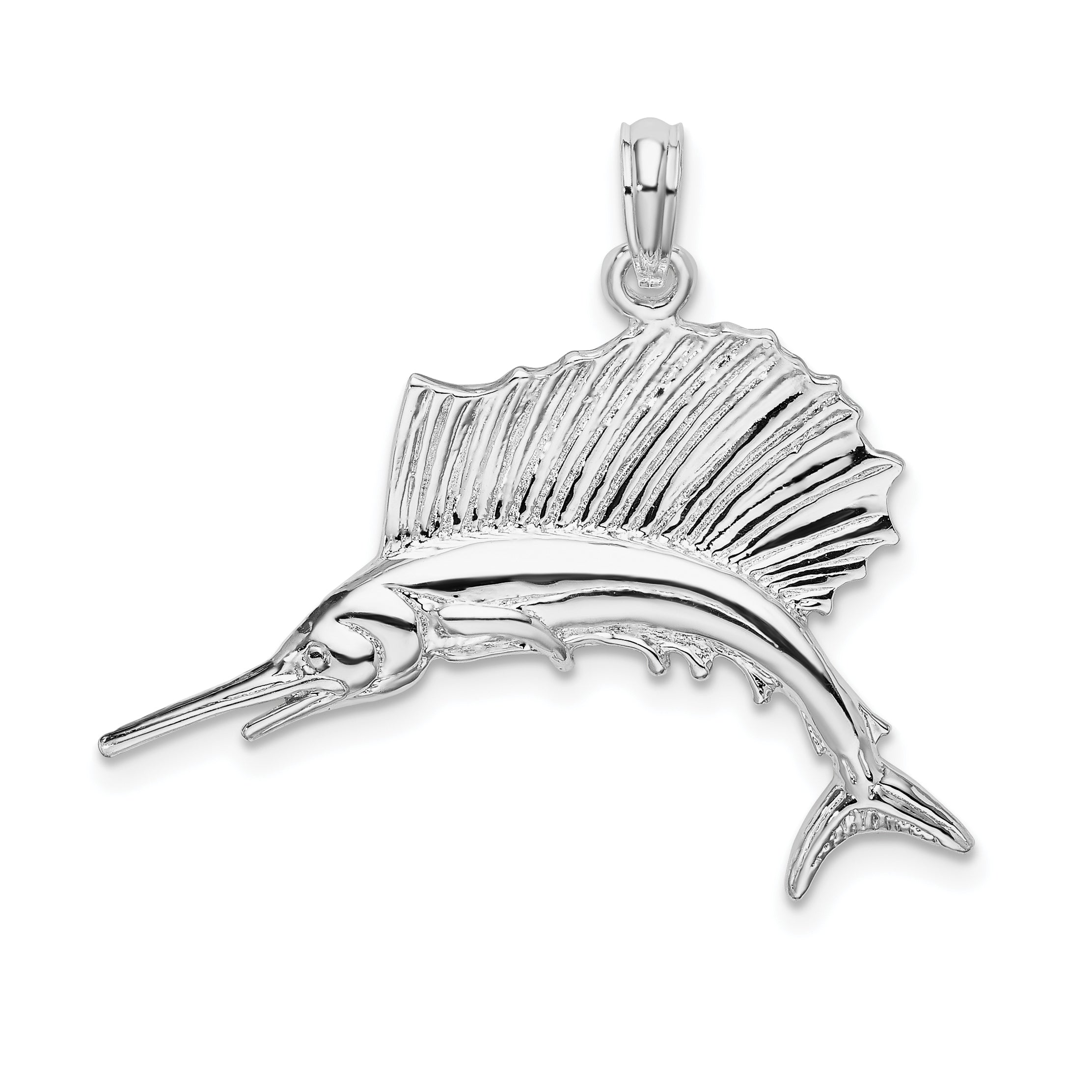 De-Ani Sterling Silver Rhodium-Plated Polished Sailfish Pendant Main image
