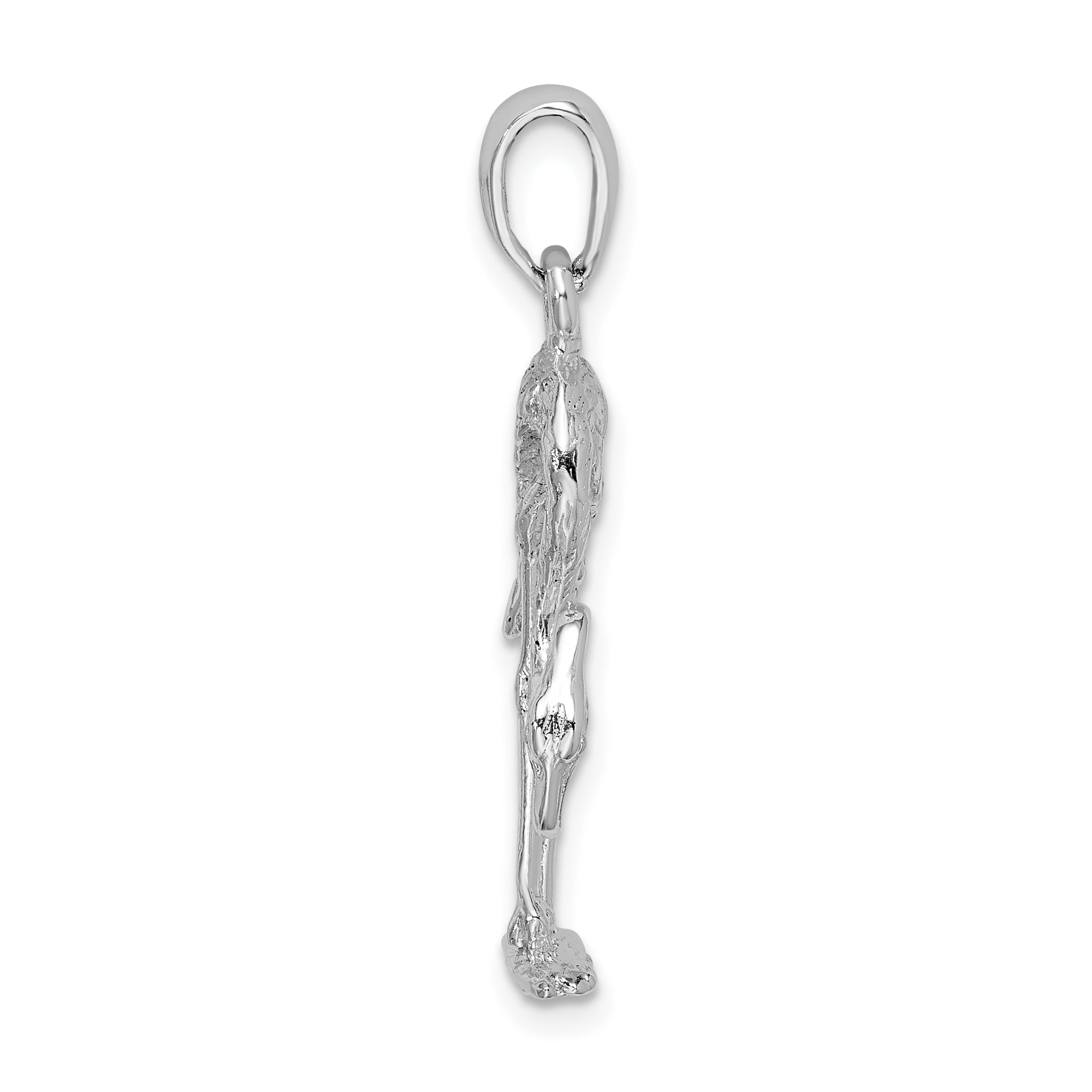 De-Ani Sterling Silver Rhodium-Plated Polished 3D Flamingo Pendant Secondary image