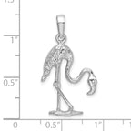 De-Ani Sterling Silver Rhodium-Plated Polished 3D Flamingo Pendant